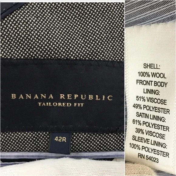 BANANA REPUBLIC Mens Wool Blazer Sport Coat Casual Jacket Size 42R Classic Suit